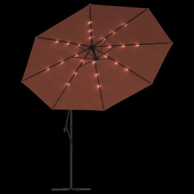 vidaXL Cantilever Umbrella with LED Lights Terracotta 137.8"