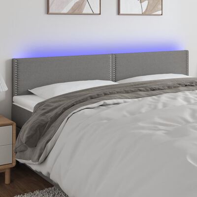 vidaXL LED Headboard Dark Gray 78.7"x2"x30.7"/34.6" Fabric