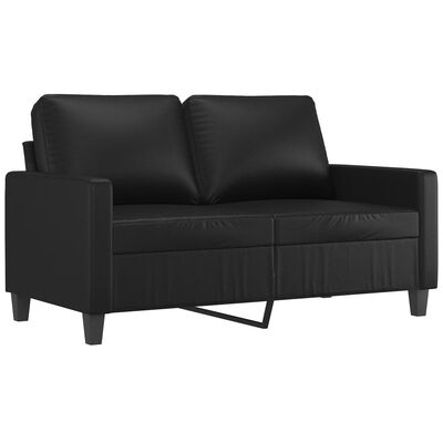 vidaXL 2 Piece Sofa Set with Cushions Black Faux Leather