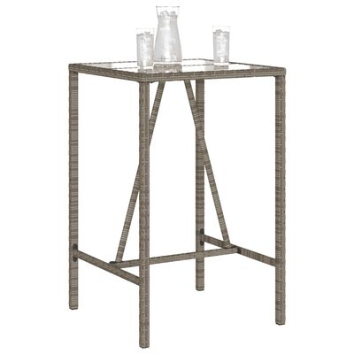 vidaXL Patio Bar Table Gray 27.6"x27.6"x43.3" Poly Rattan