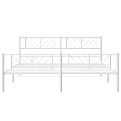 vidaXL Metal Bed Frame without Mattress with Footboard White 72"x83.9"