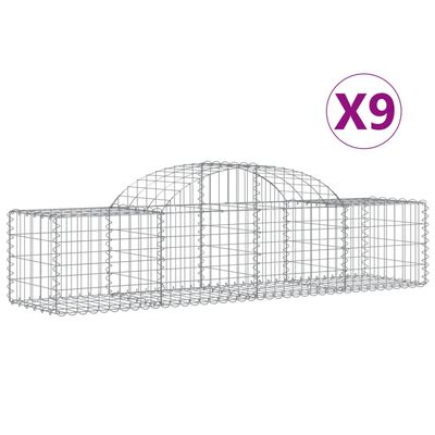 vidaXL Arched Gabion Baskets 9 pcs 78.7"x19.7"x15.7"/23.6" Galvanized Iron