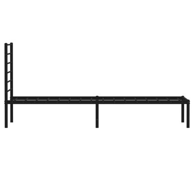 vidaXL Metal Bed Frame without Mattress with Headboard Black 39.4"x78.7"