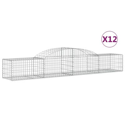 vidaXL Arched Gabion Baskets 12 pcs 118.1"x19.7"x15.7"/23.6" Galvanized Iron