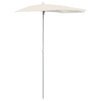 vidaXL Garden Half Parasol with Pole 70.9"x35.4" Sand