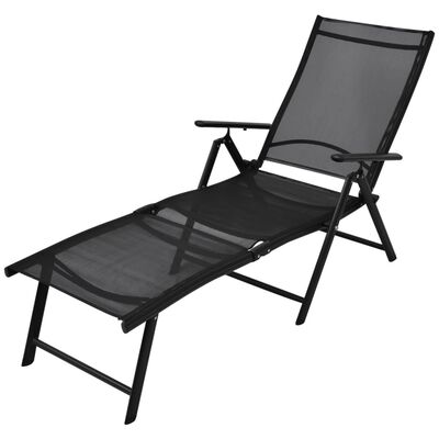 vidaXL Folding Sun Lounger Aluminum Black