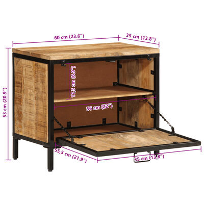 vidaXL Shoe Cabinet 23.6"x13.8"x20.9" Solid Rough Wood Mango