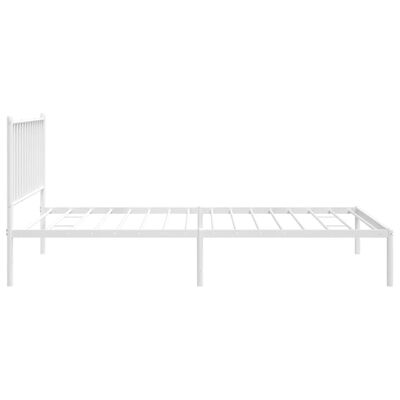 vidaXL Metal Bed Frame without Mattress with Headboard White 39.4"x78.7"