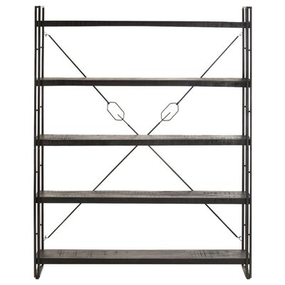 vidaXL 5-Tier Bookcase Black 55.1"x11.8"x70.9" Solid Mango Wood