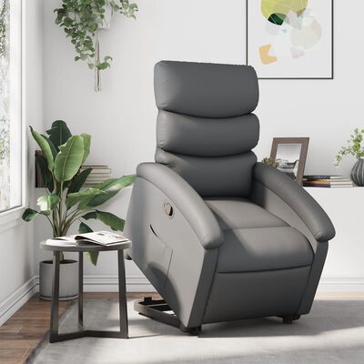 vidaXL Stand up Recliner Chair Gray Faux Leather