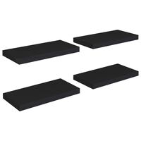 vidaXL Floating Wall Shelves 4 pcs Black 19.7"x9.1"x1.5" MDF