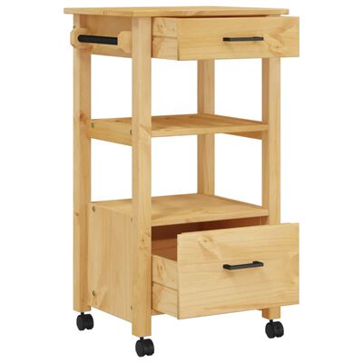 vidaXL Kitchen Trolley MONZA 18.9"x15.7"x35.4" Solid Wood Pine