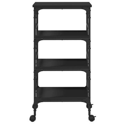 vidaXL Kitchen Trolley Black 17.7"x13.8"x35.2" Engineered Wood