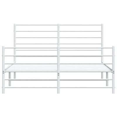 vidaXL Metal Bed Frame without Mattress with Footboard White 53.1"x74.8"