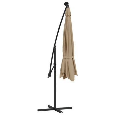 vidaXL Cantilever Garden Parasol with LED Lights and Metal Pole 137.8" Taupe