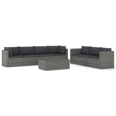 vidaXL 8 Piece Patio Lounge Set with Cushions Poly Rattan Gray