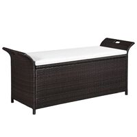 vidaXL Storage Bench with Cushion 54.3" Poly Rattan Brown