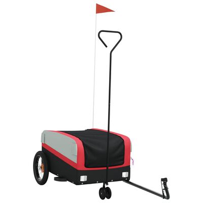 vidaXL Bike Trailer Black and Red 66.1 lb Iron