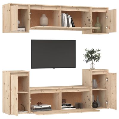 vidaXL TV Stands 6 pcs Solid Wood Pine