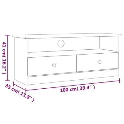 vidaXL TV Stand with Drawers ALTA 39.4"x13.8"x16.1" Solid Wood Pine