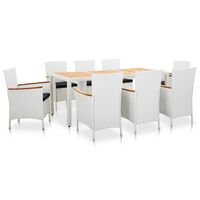 vidaXL 9 Piece Patio Dining Set Poly Rattan White