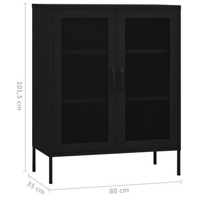 vidaXL Storage Cabinet Black 31.5"x13.8"x40" Steel