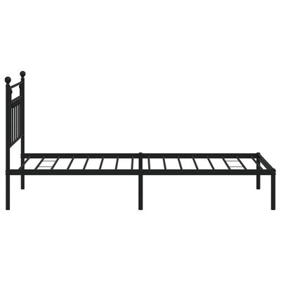 vidaXL Metal Bed Frame without Mattress with Headboard Black 39.4"x74.8"