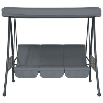 vidaXL Patio Swing Bench with Adjustable Canopy Dark Gray Steel