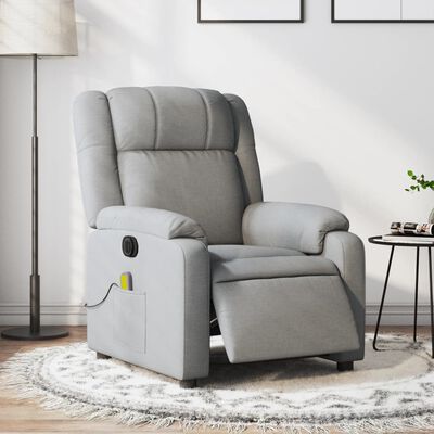 vidaXL Electric Massage Recliner Chair Light Gray Fabric