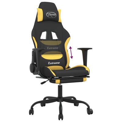 vidaXL Gaming Chair with Footrest Black and Yellow Fabric