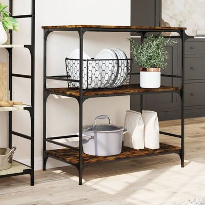 vidaXL Kitchen Trolley Smoked Oak 39.6"x19.7"x41.3" Engineered Wood