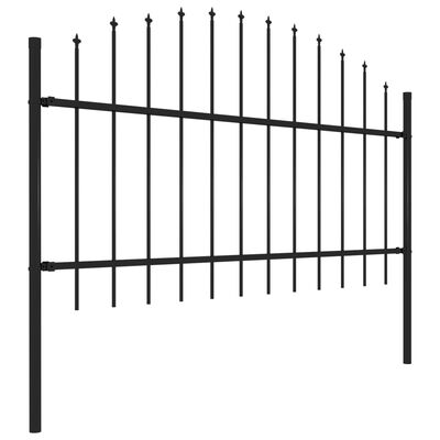vidaXL Garden Fence with Spear Top Steel 27.9' Black