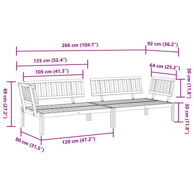 vidaXL Patio Pallet Corner Sofas 2 pcs Solid Wood Acacia