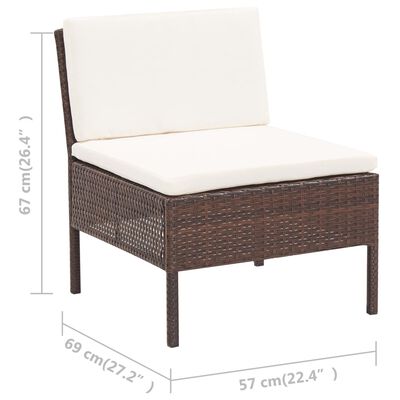 vidaXL 6 Piece Patio Lounge Set with Cushions Poly Rattan Brown