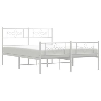 vidaXL Metal Bed Frame without Mattress with Footboard White 59.1"x78.7"