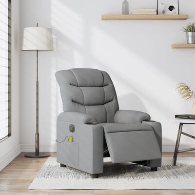 vidaXL Electric Massage Recliner Chair Light Gray Fabric