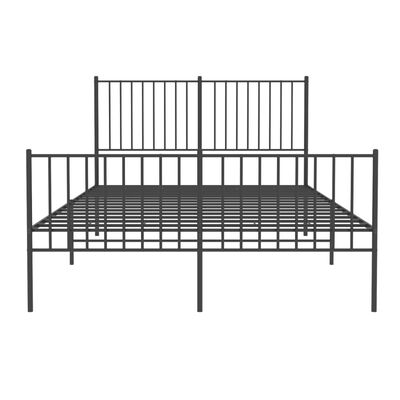 vidaXL Metal Bed Frame without Mattress with Footboard Black 53.1"x74.8"