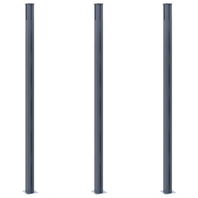 vidaXL Fence Posts 3 pcs Dark Gray 72.8" Aluminum