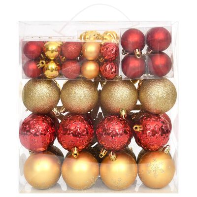 vidaXL 70 Piece Christmas Bauble Set Gold and Red