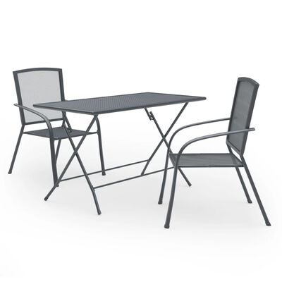 vidaXL 3 Piece Patio Dining Set Steel Anthracite