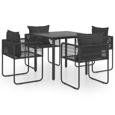 vidaXL 5 Piece Patio Dining Set PVC Rattan Black