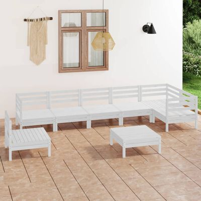 vidaXL 8 Piece Patio Lounge Set Solid Pinewood White