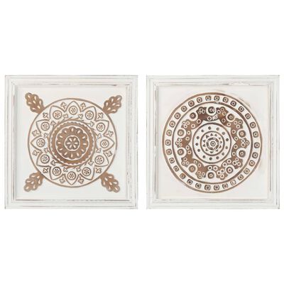 vidaXL Hand-Carved Wall Panels 2 pcs MDF 15.7"x15.7"x0.6"