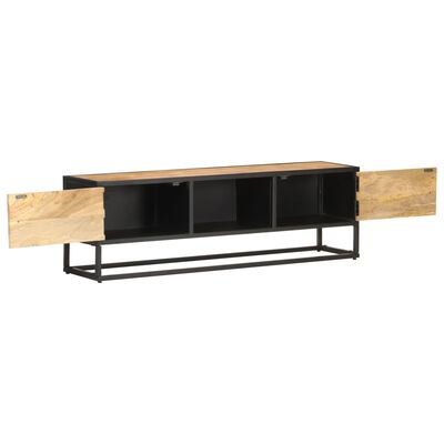 vidaXL TV Stand with Carved Door 51.2"x11.8"x15.7" Rough Mango Wood