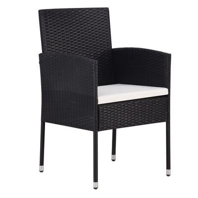 vidaXL Patio Chairs with Cream White Cushions 2 pcs Black Poly Rattan