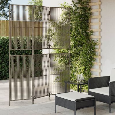 vidaXL Room Divider 3 Panels Gray Poly Rattan