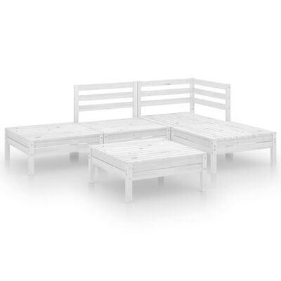 vidaXL 5 Piece Patio Lounge Set Solid Pinewood White