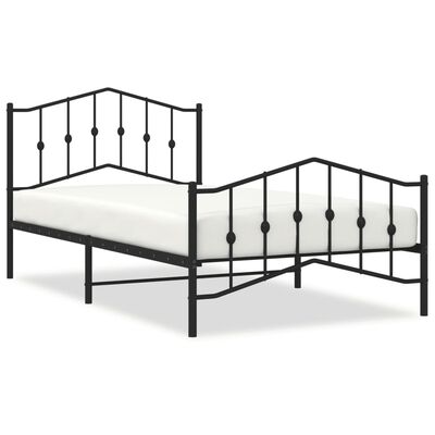 vidaXL Metal Bed Frame without Mattress with Footboard Black 39.4"x78.7"