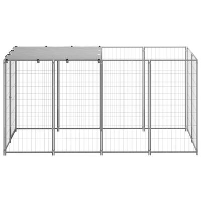 vidaXL Dog Kennel Silver 26 ft² Steel