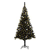 vidaXL Artificial Pre-lit Christmas Tree with Stand Black 82.7" PVC